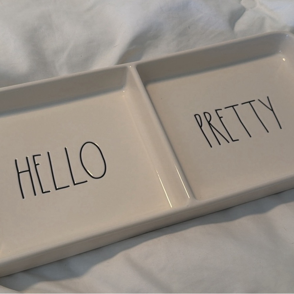Rae Dunn Cream Vanity Tray with 'Hello Pretty' Design